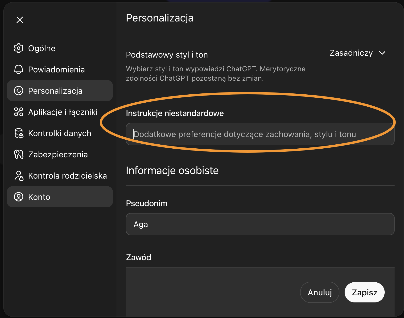 Ustawienia System Prompt w ChatGPT