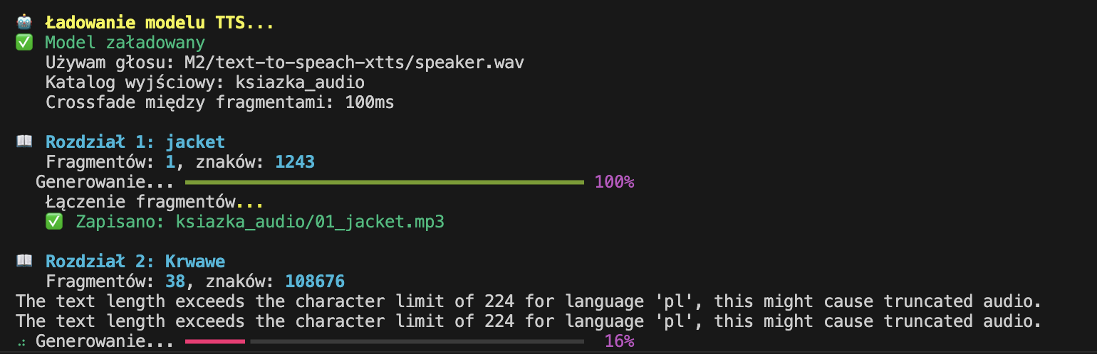 XTTS v2 soft warning screenshot